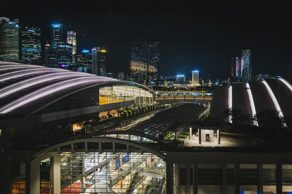 Asian city skyline at night